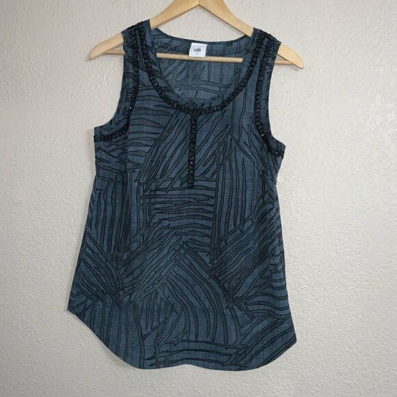 CAbi Blue Beaded Tank Top Blouse Size S - Picture 6 of 6